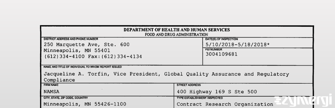 FDANews 483 NAMSA May 18 2018 top