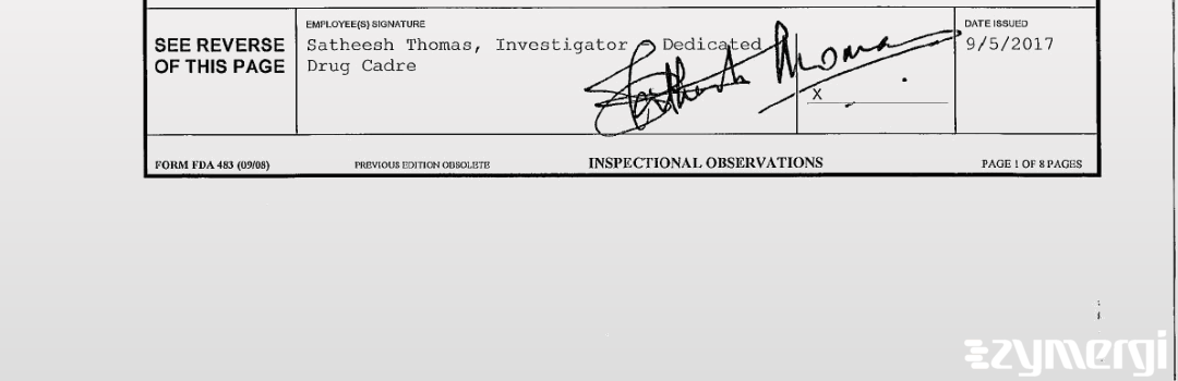 Satheesh Thomas FDA Investigator