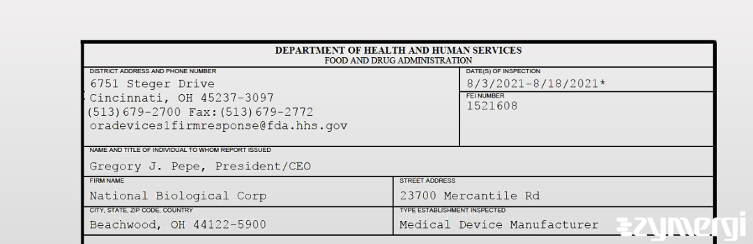 FDANews 483 National Biological Corp Aug 18 2021 top