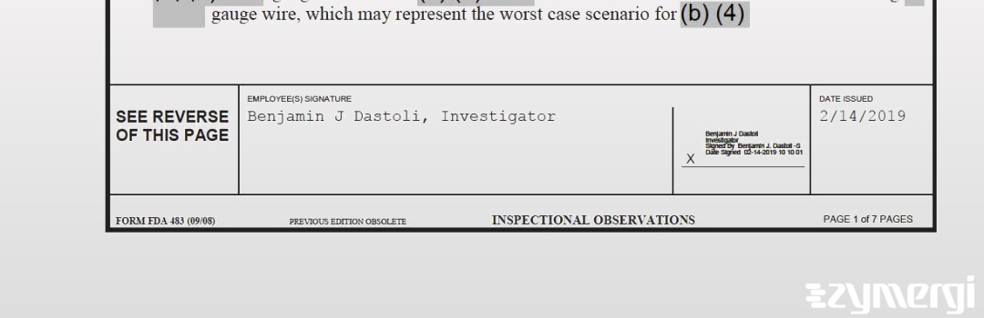 Benjamin J. Dastoli FDA Investigator