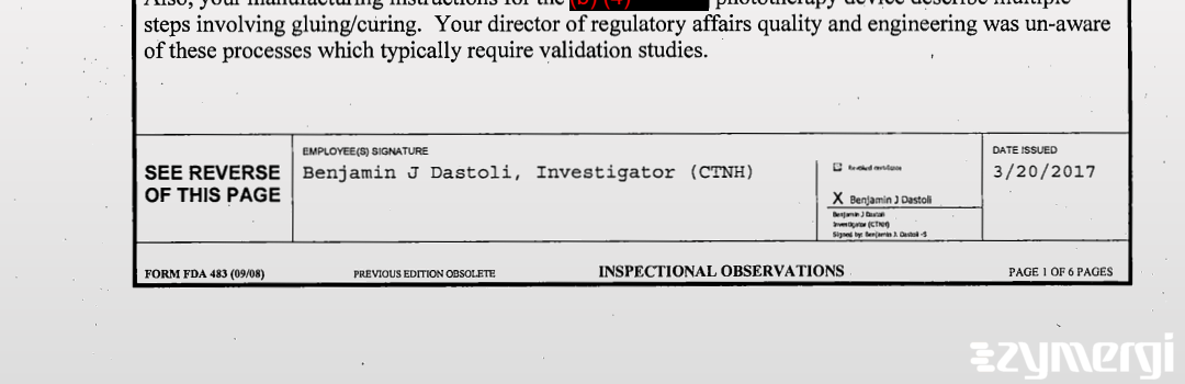 Benjamin J. Dastoli FDA Investigator
