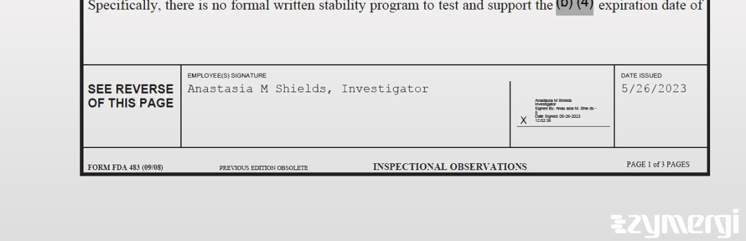 Anastasia M. Shields FDA Investigator 