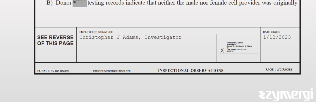 Christopher J. Adams FDA Investigator 