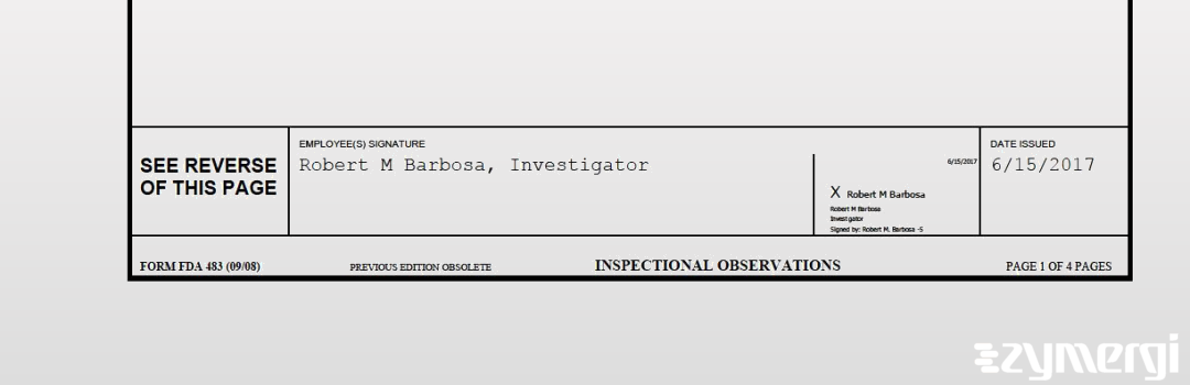 Robert M. Barbosa FDA Investigator 