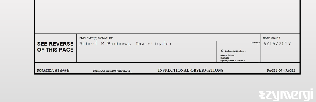 Robert M. Barbosa FDA Investigator 