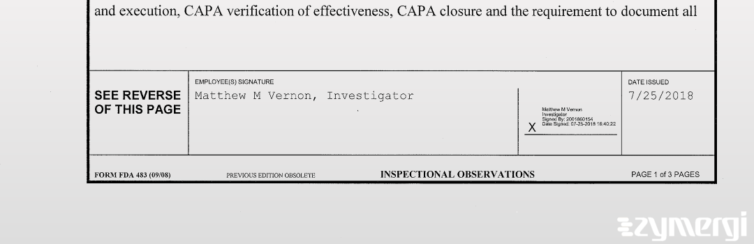 Matthew M. Vernon FDA Investigator 