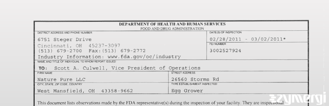 FDANews 483 Nature Pure LLC Mar 2 2011 top