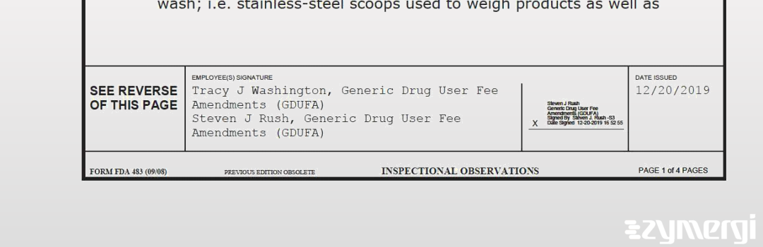 Steven J. Rush FDA Investigator Tracy J. Washington FDA Investigator 