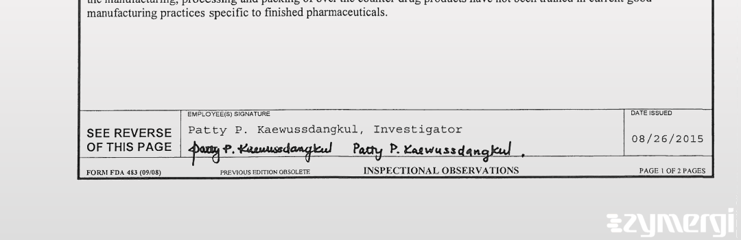 Patty P. Kaewussdangkul FDA Investigator 