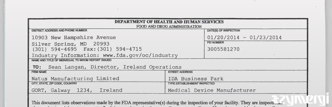 FDANews 483 Natus Manufacturing Limited Jan 23 2014 top