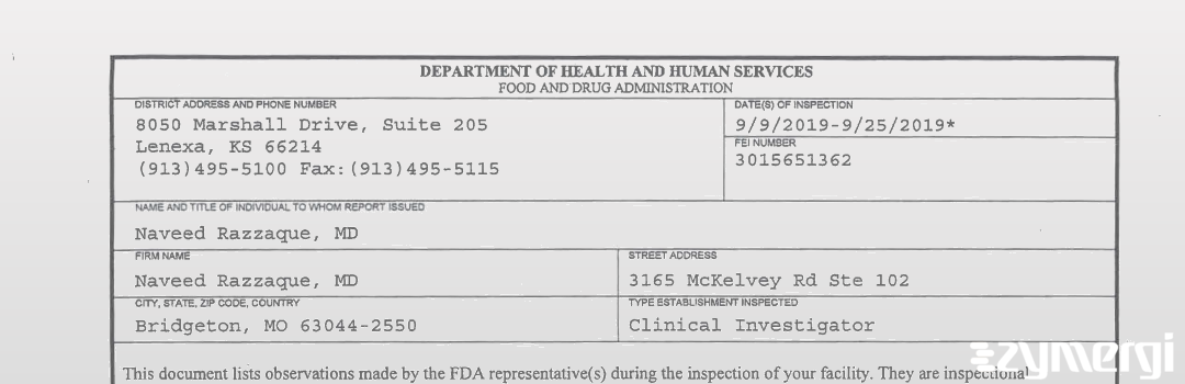 FDANews 483 Naveed Razzaque, MD Sep 25 2019 top