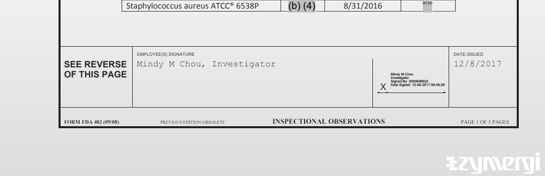 Mindy M. Chou FDA Investigator 