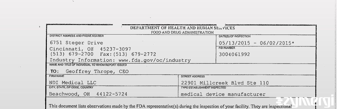 FDANews 483 NDI Medical LLC Jun 2 2015 top