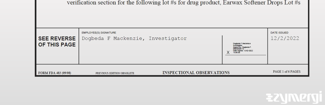 Dogbeda F. Mackenzie FDA Investigator 