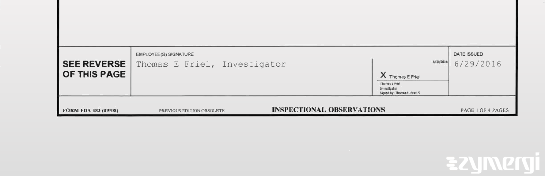 Thomas E. Friel FDA Investigator