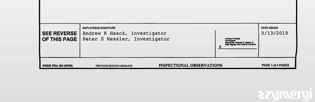 Peter S. Kessler FDA Investigator Andrew K. Haack FDA Investigator 