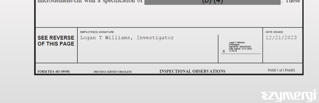 Logan T. Williams FDA Investigator
