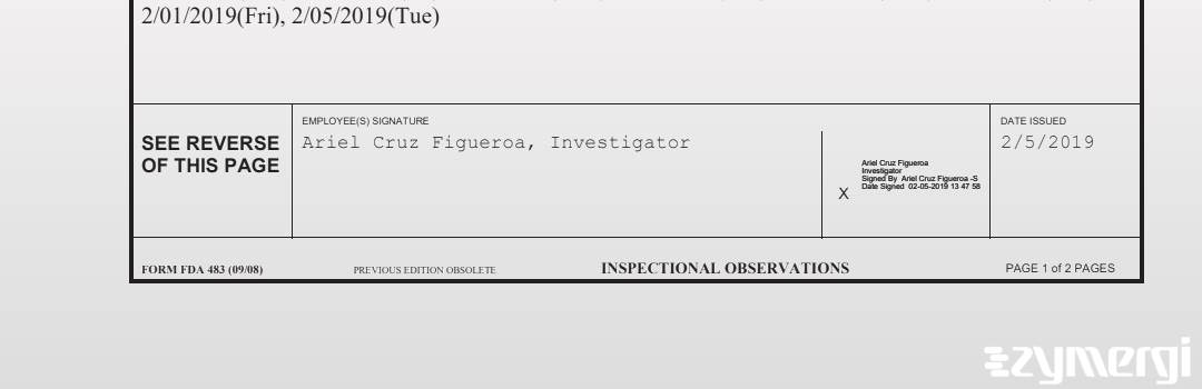 Ariel Cruz Figueroa FDA Investigator Cruz Figueroa, Ariel FDA Investigator 