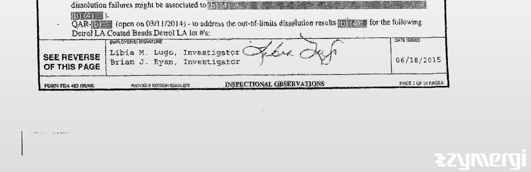 Libia M. Lugo FDA Investigator Brian J. Ryan FDA Investigator 