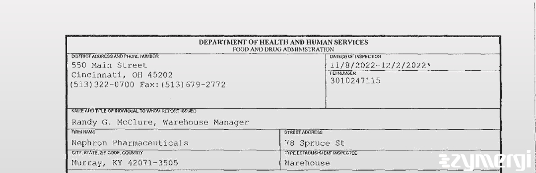 FDANews 483 Nephron Pharmaceuticals Dec 2 2022 top