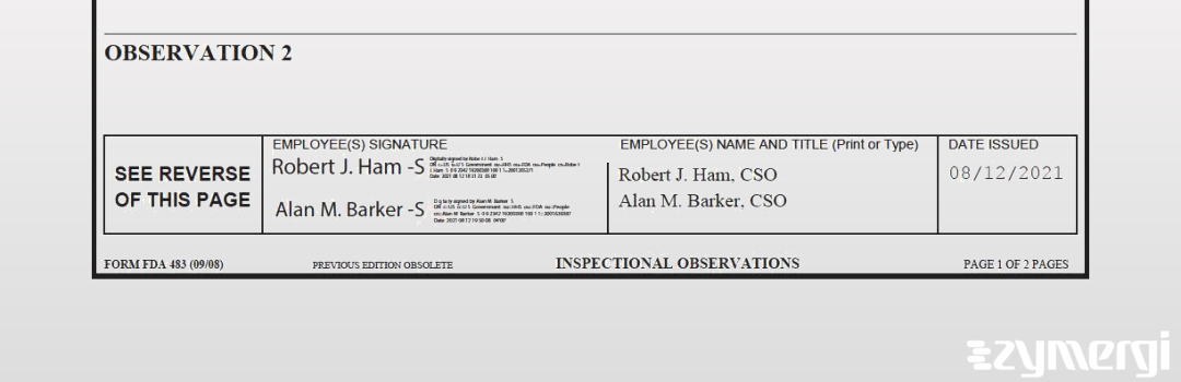 Robert J. Ham FDA Investigator Alan M. Barker FDA Investigator 