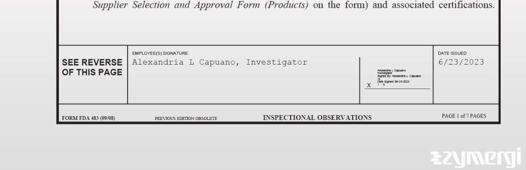 Alexandria L. Capuano FDA Investigator 