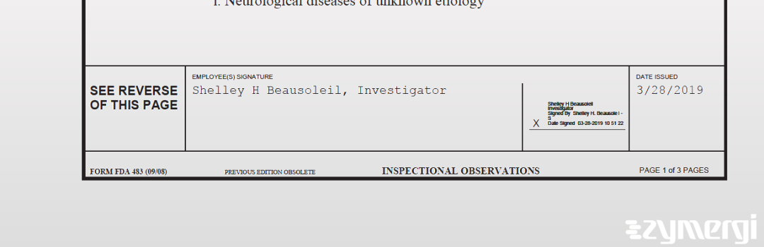 Shelley H. Beausoleil FDA Investigator 