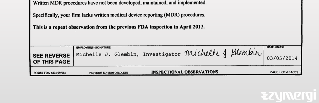 Michelle J. Glembin FDA Investigator 