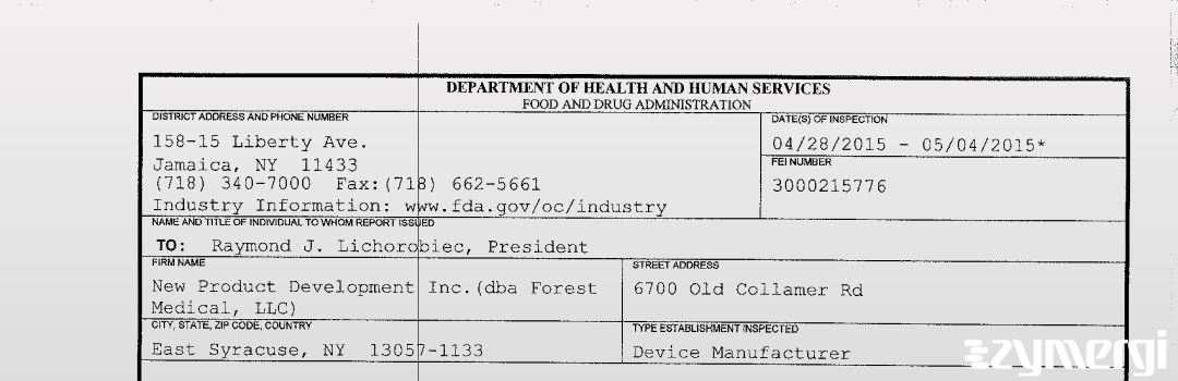 FDANews 483 New Product Development Inc. May 4 2015 top