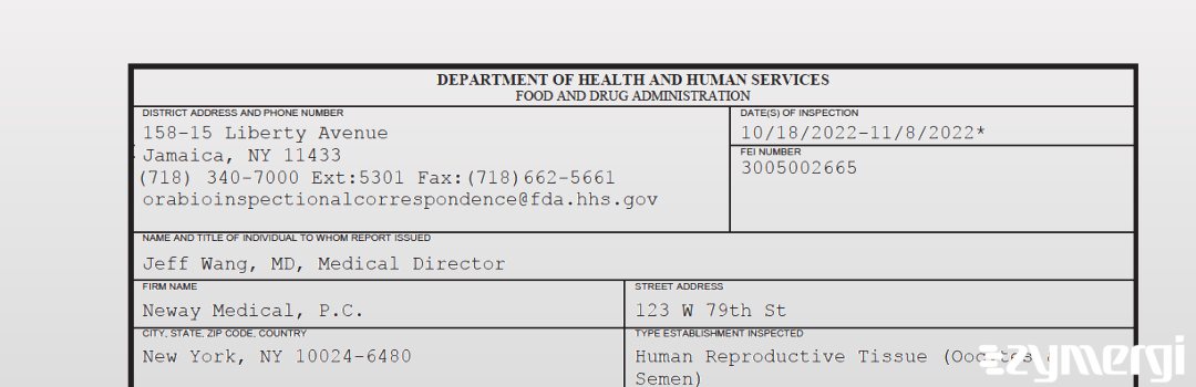 FDANews 483 Neway Medical, P.C. Nov 8 2022 top