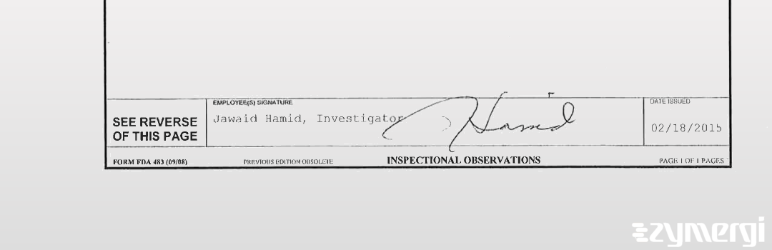 Jawaid Hamid FDA Investigator