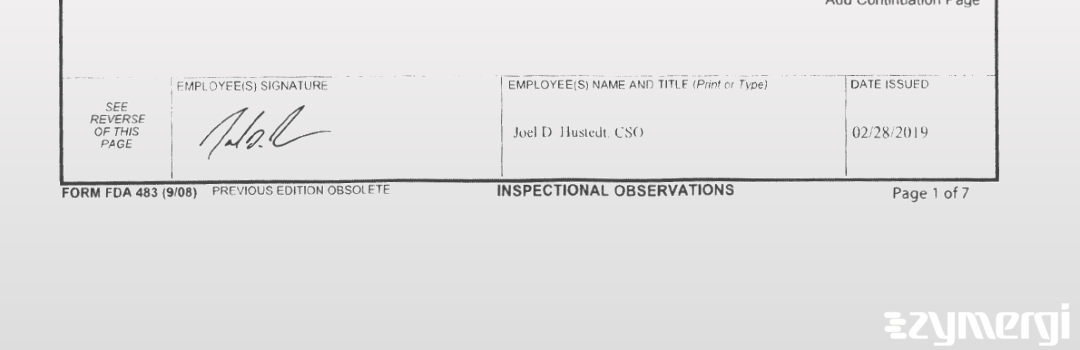 Joel D. Hustedt FDA Investigator