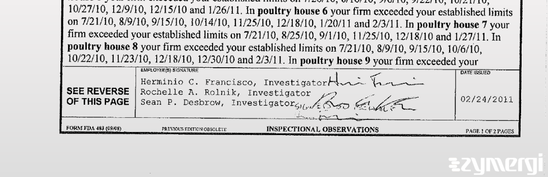 Sean P. Desbrow FDA Investigator Rochelle A. Rolnik FDA Investigator Herminio C. Francisco FDA Investigator 