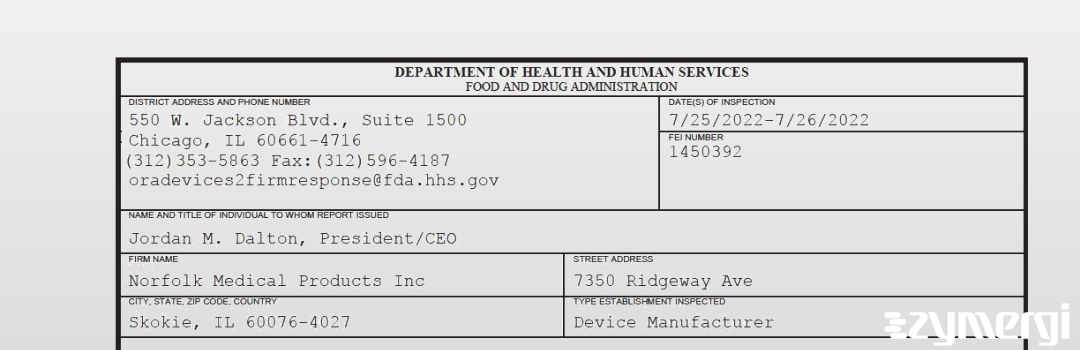 FDANews 483 Norfolk Medical Products Inc Jul 26 2022 top