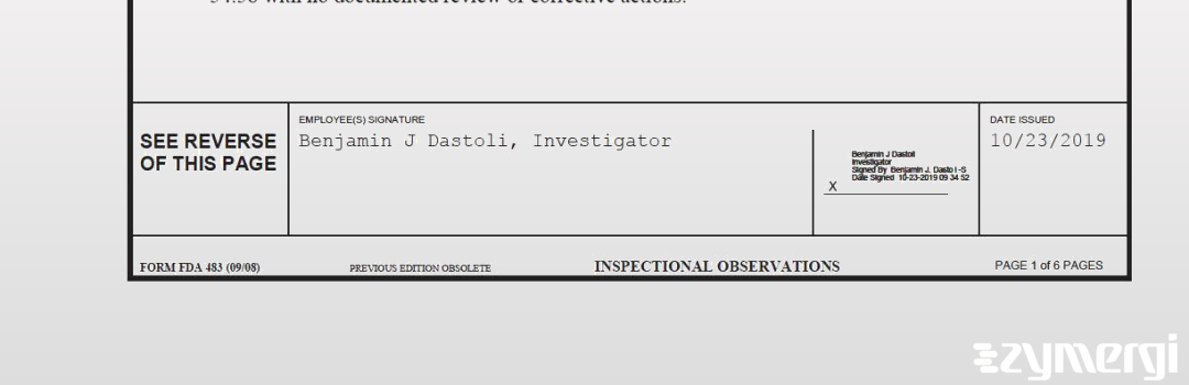 Benjamin J. Dastoli FDA Investigator