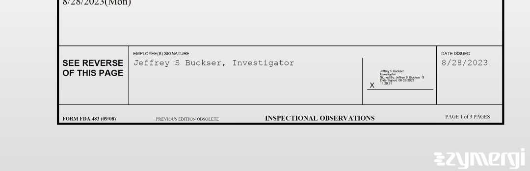 Jeffrey S. Buckser FDA Investigator 