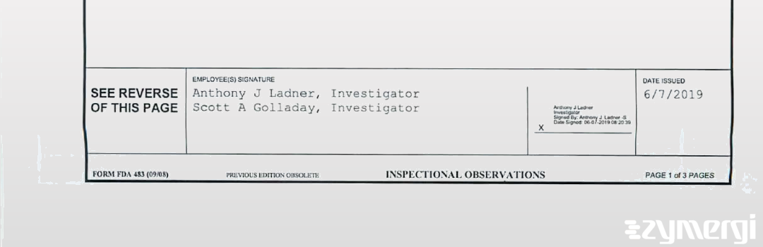 Anthony J. Ladner FDA Investigator Scott A. Golladay FDA Investigator 