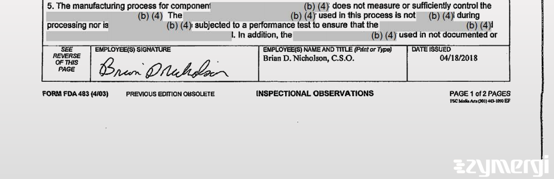 Brian D. Nicholson FDA Investigator