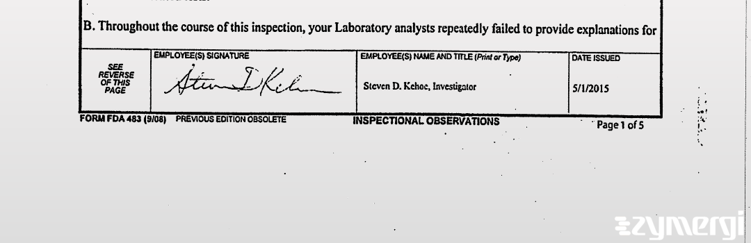 Steven D. Kehoe FDA Investigator