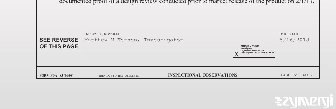 Matthew M. Vernon FDA Investigator