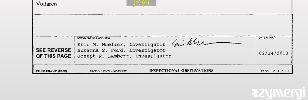 Susanna E. Ford FDA Investigator Joseph R. Lambert FDA Investigator Eric M. Mueller FDA Investigator 