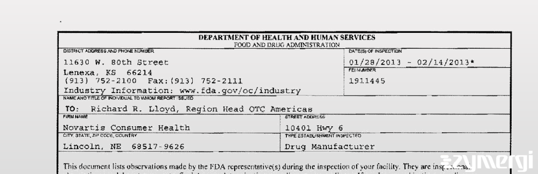 FDANews 483 Novartis Consumer Health Feb 14 2013 top