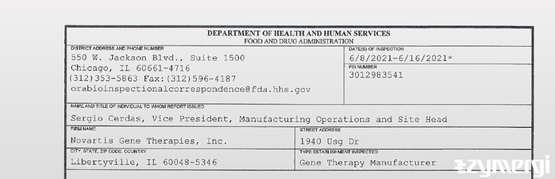 FDANews 483 Novartis Gene Therapies, Inc. Jun 16 2021 top