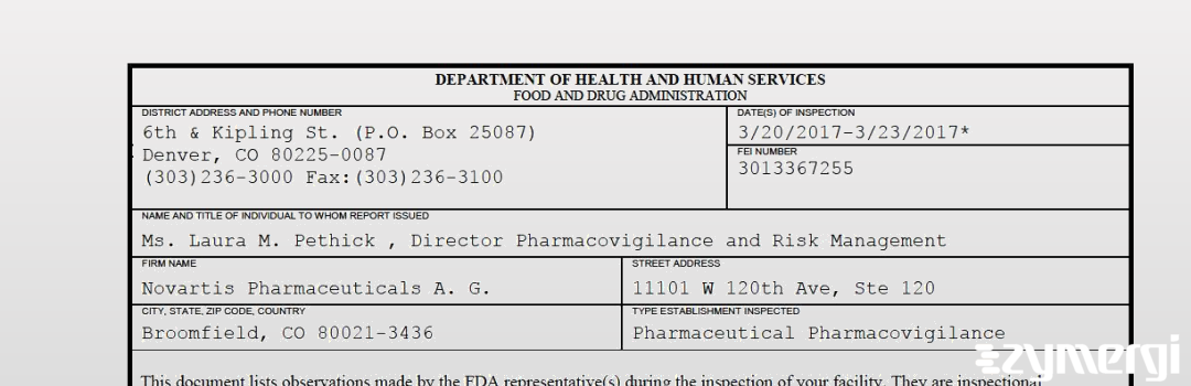 FDANews 483 Novartis Pharmaceuticals A. G. Mar 23 2017 top