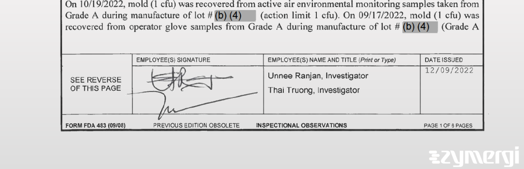 Thai D. Truong FDA Investigator Unnee Ranjan FDA Investigator 