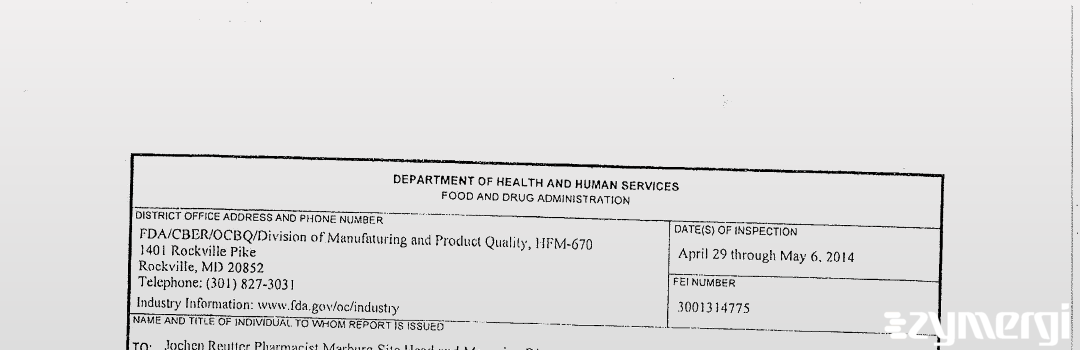 FDANews 483 Novartis Vaccines and Diagnostics GmbH & Co. KG May 6 2014 top