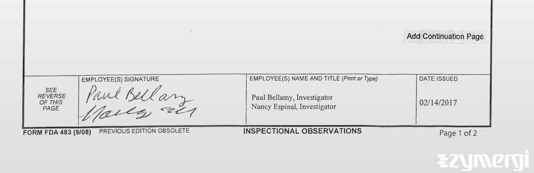 Nancy M. Espinal FDA Investigator Paul L. Bellamy FDA Investigator 