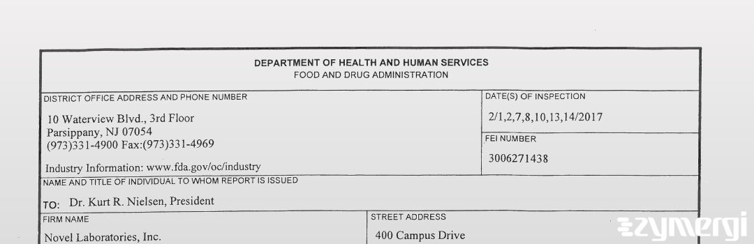 FDANews 483 Novel Laboratories, Inc. Feb 14 2017 top