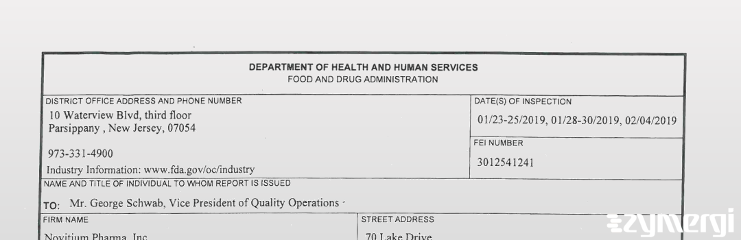 FDANews 483 Novitium Pharma LLC Feb 4 2019 top