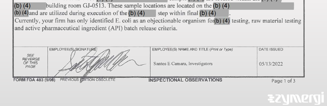 Santos E. Camara FDA Investigator